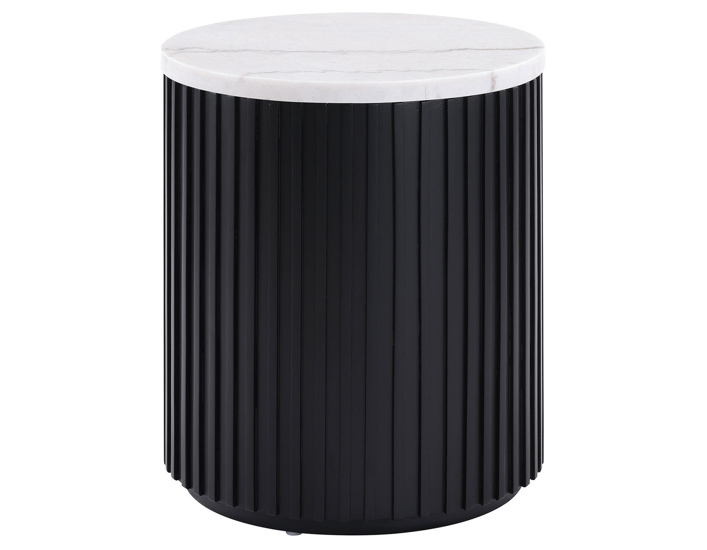 Colvin 3-Piece White Marble Top Table Set, Black Finish