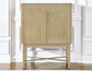 Vida Marble Top WIne Cabinet, Blonde Finish
