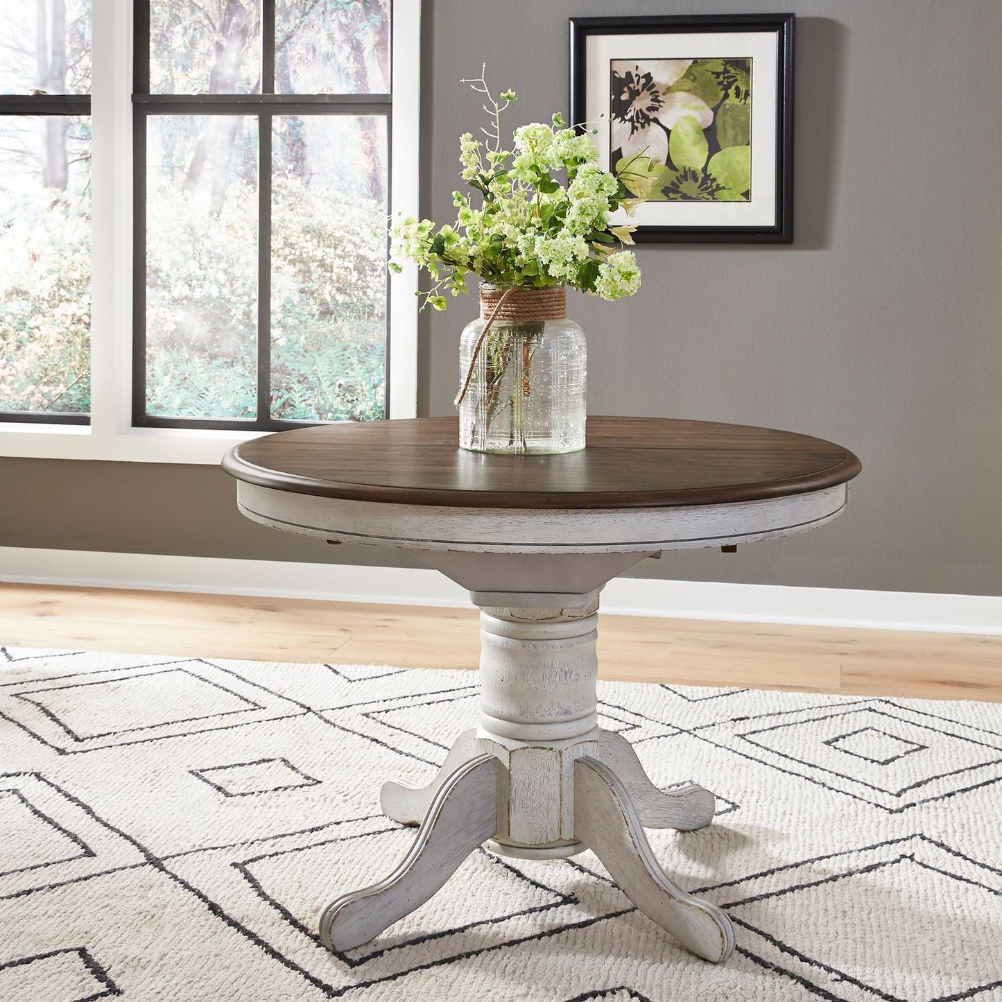 Pedestal Table Set- White