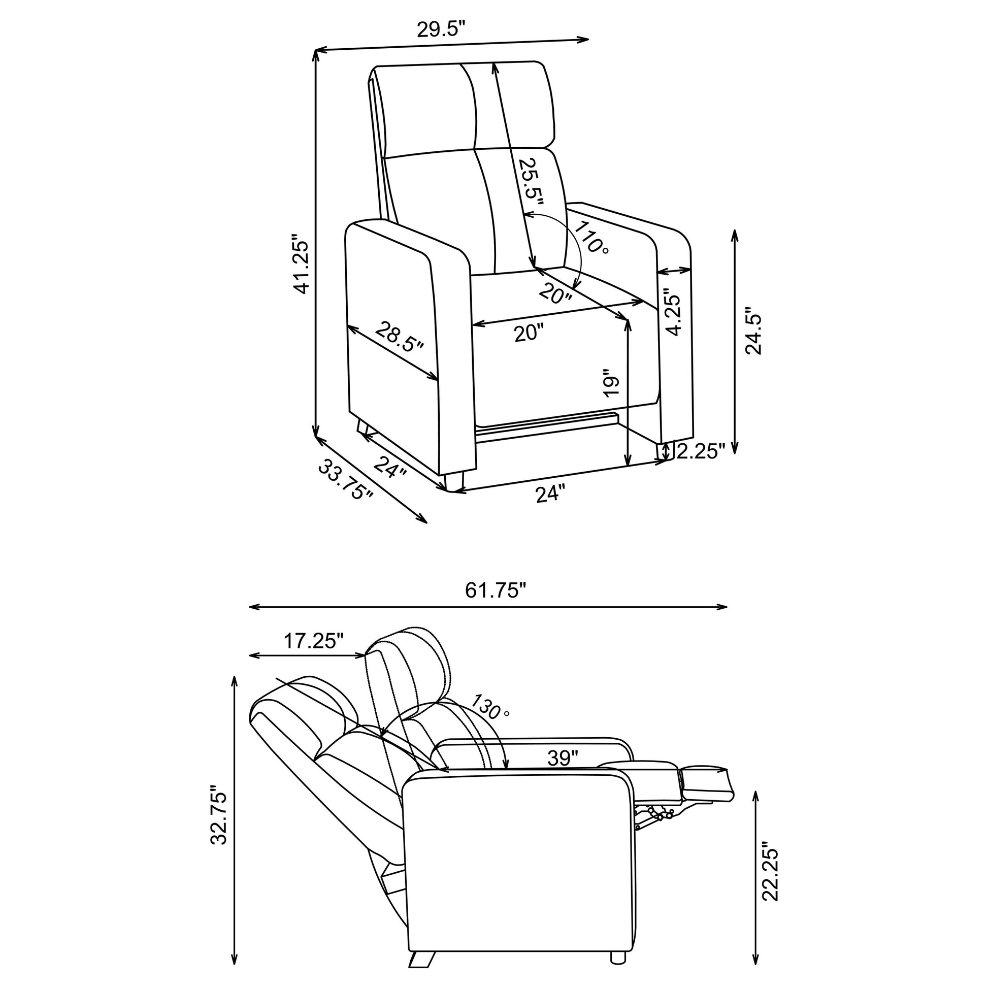 Toohey Upholstered Tufted Recliner Living Room Set Black - Discount Furniture Connection