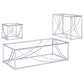 Lille 3-piece Glass Top Coffee And End Table Set Chrome