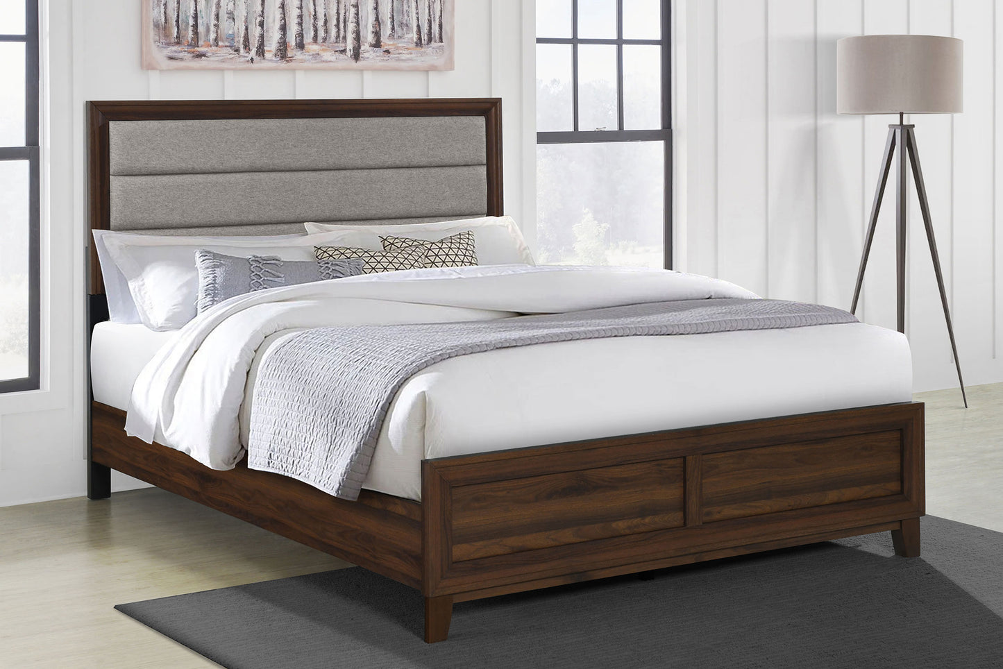 Welsley 50-inch Upholstered California King Bed Walnut - Discount Furniture Connection