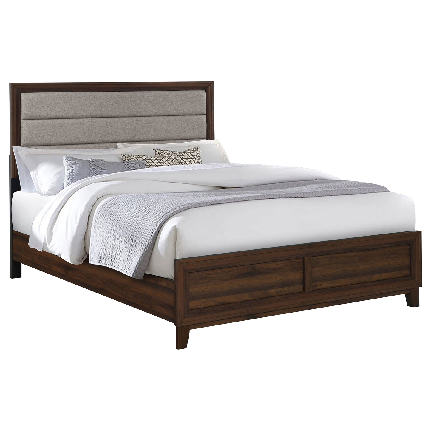 Welsley 50-inch Upholstered California King Bed Walnut - Discount Furniture Connection