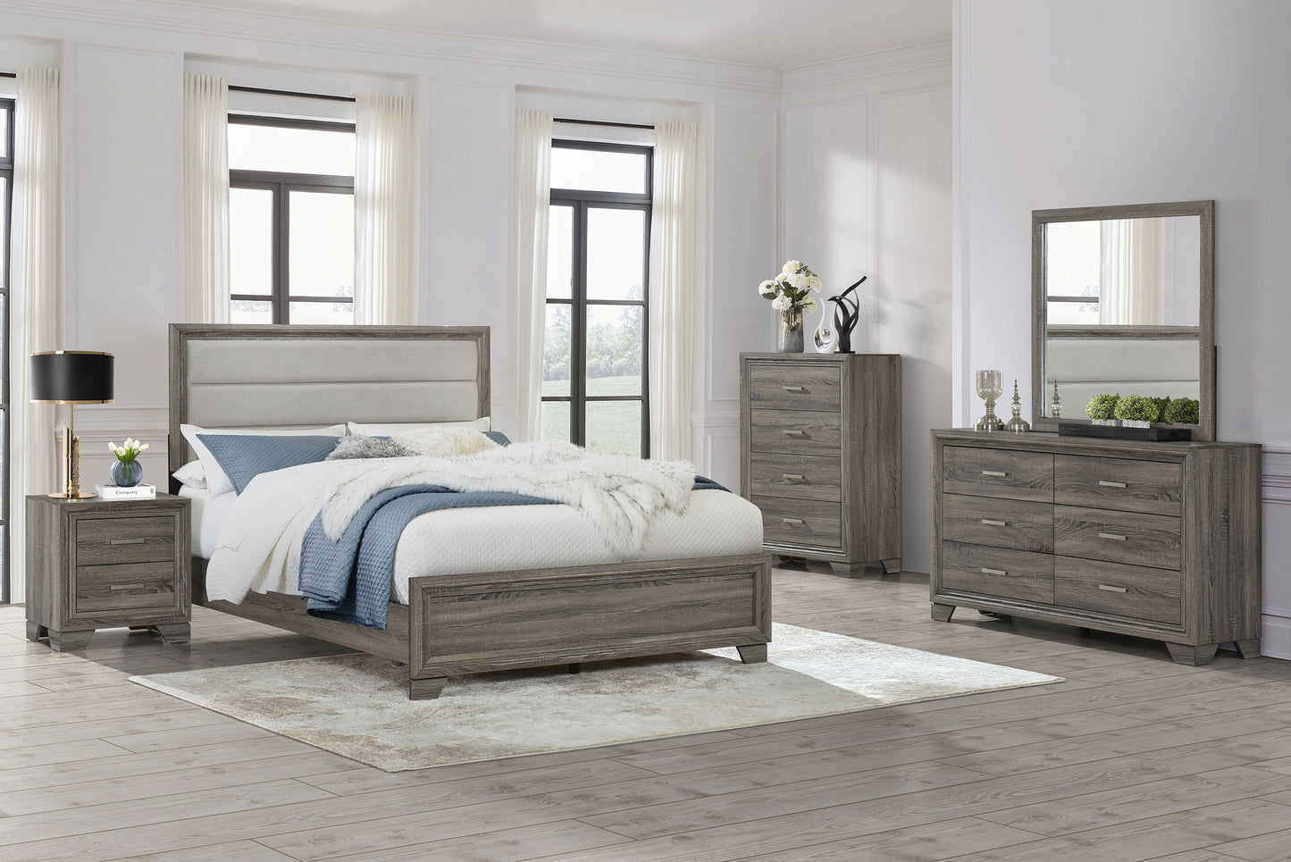 Wright 5-piece California King Bedroom Set Brown Oak - Discount Furniture Connection