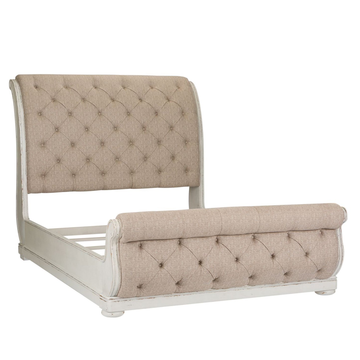 King Uph Sleigh Bed, Dresser & Mirror, Chest