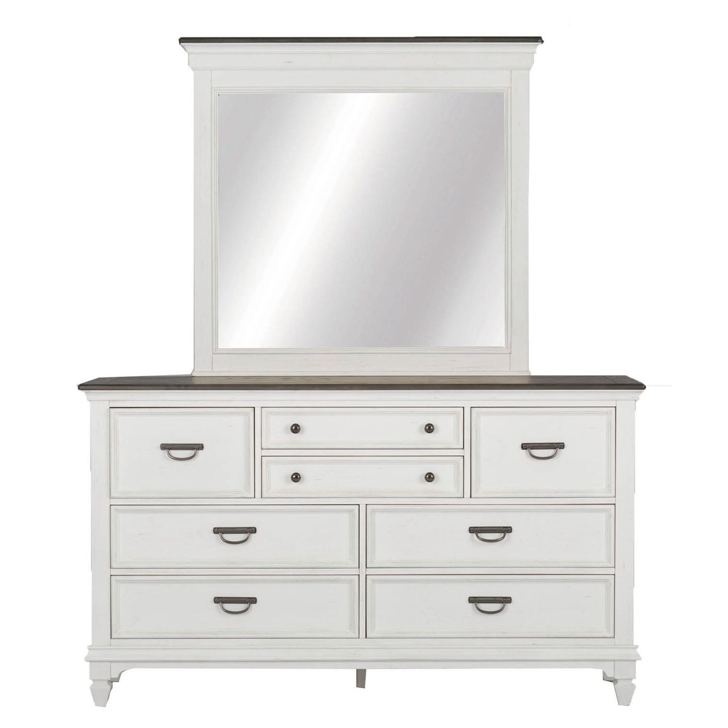 King Panel Bed, Dresser & Mirror, Chest