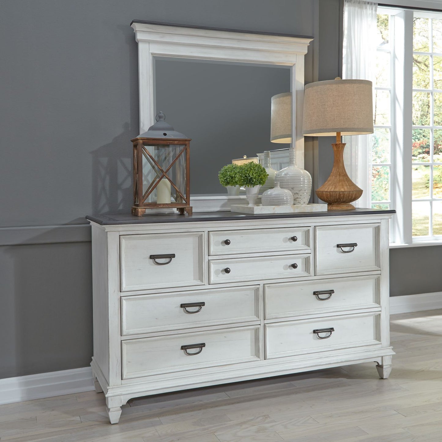 Queen Panel Bed, Dresser & Mirror, Chest