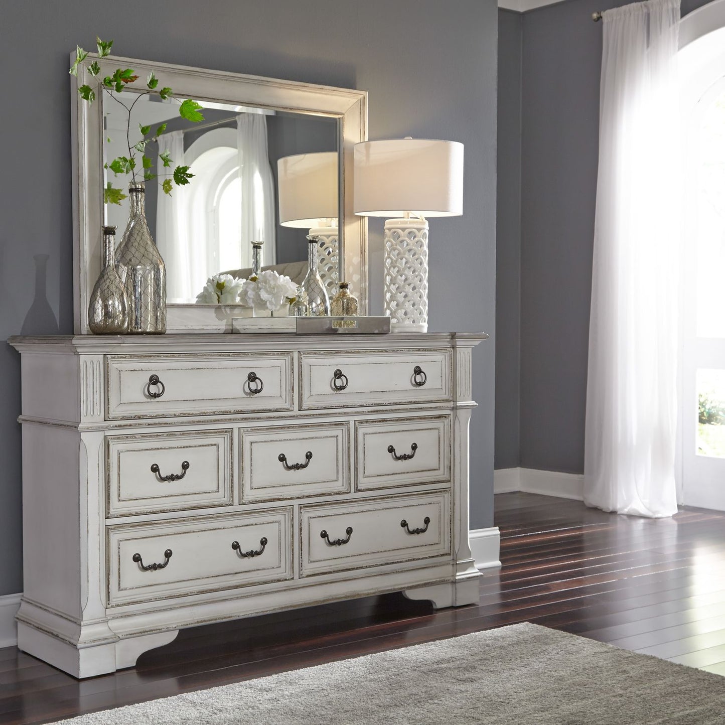 King California Panel Bed, Dresser & Mirror, Night Stand