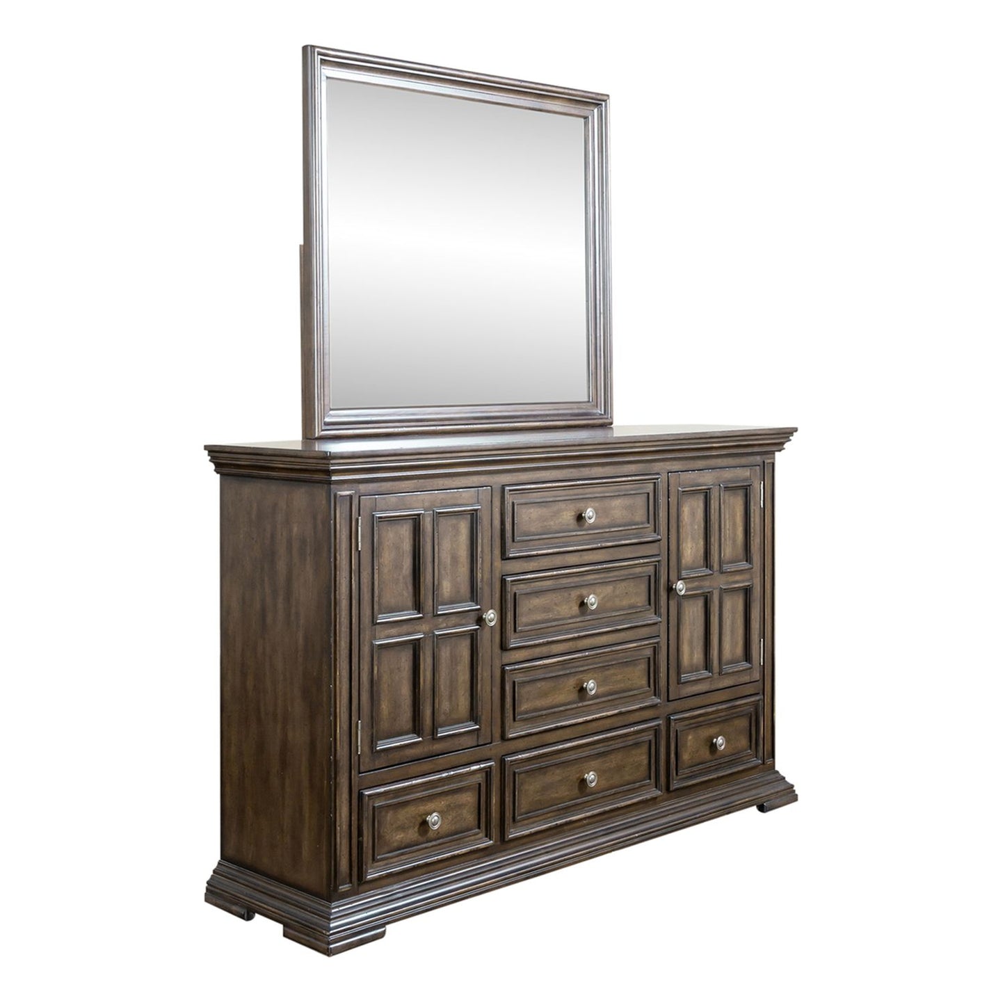 King Panel Bed, Dresser & Mirror, Night Stand