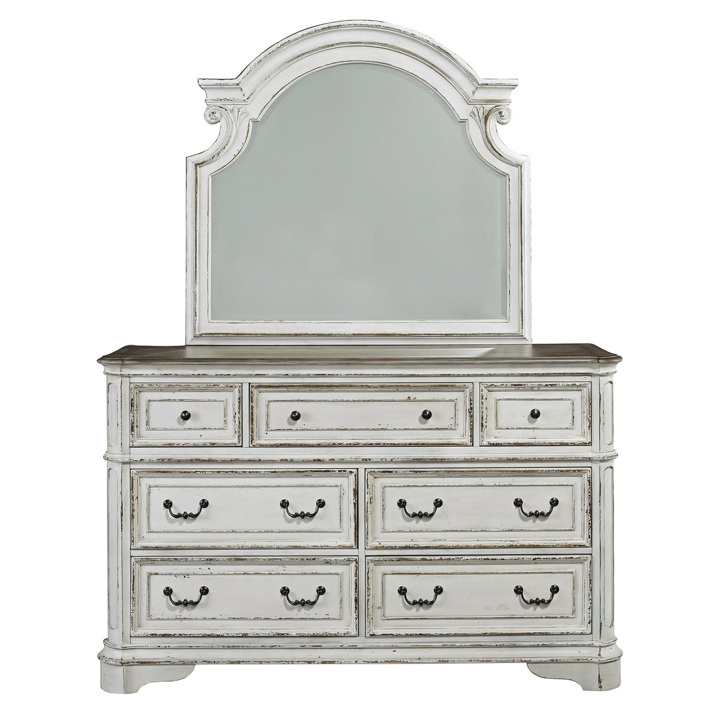 King Uph Sleigh Bed, Dresser & Mirror, Night Stand