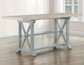 Darcy 64-82″Counter Table with 18-inch leaf, Mint Green and Natural Finish