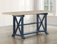 Darcy 5-Piece 64-82″Counter Set with 18-inch leaf, Midnight Blue and Natural Finish