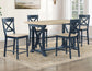 Darcy 5-Piece 64-82″Counter Set with 18-inch leaf, Midnight Blue and Natural Finish