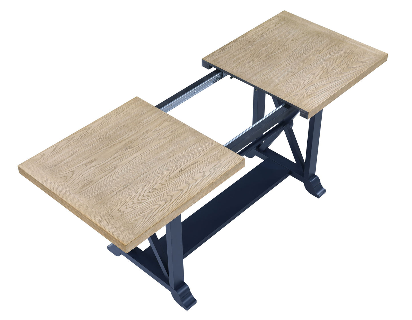 Darcy 5-Piece 64-82″Counter Set with 18-inch leaf, Midnight Blue and Natural Finish