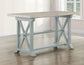 Darcy 5-Piece 64-82″Counter Set with 18-inch leaf, Mint Green and Washed Linen Finish