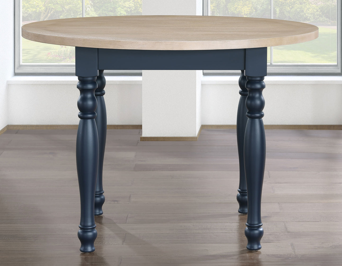 Darcy 5-Piece 42″ Round DIning Set, Midnight Blue and Natural Finish