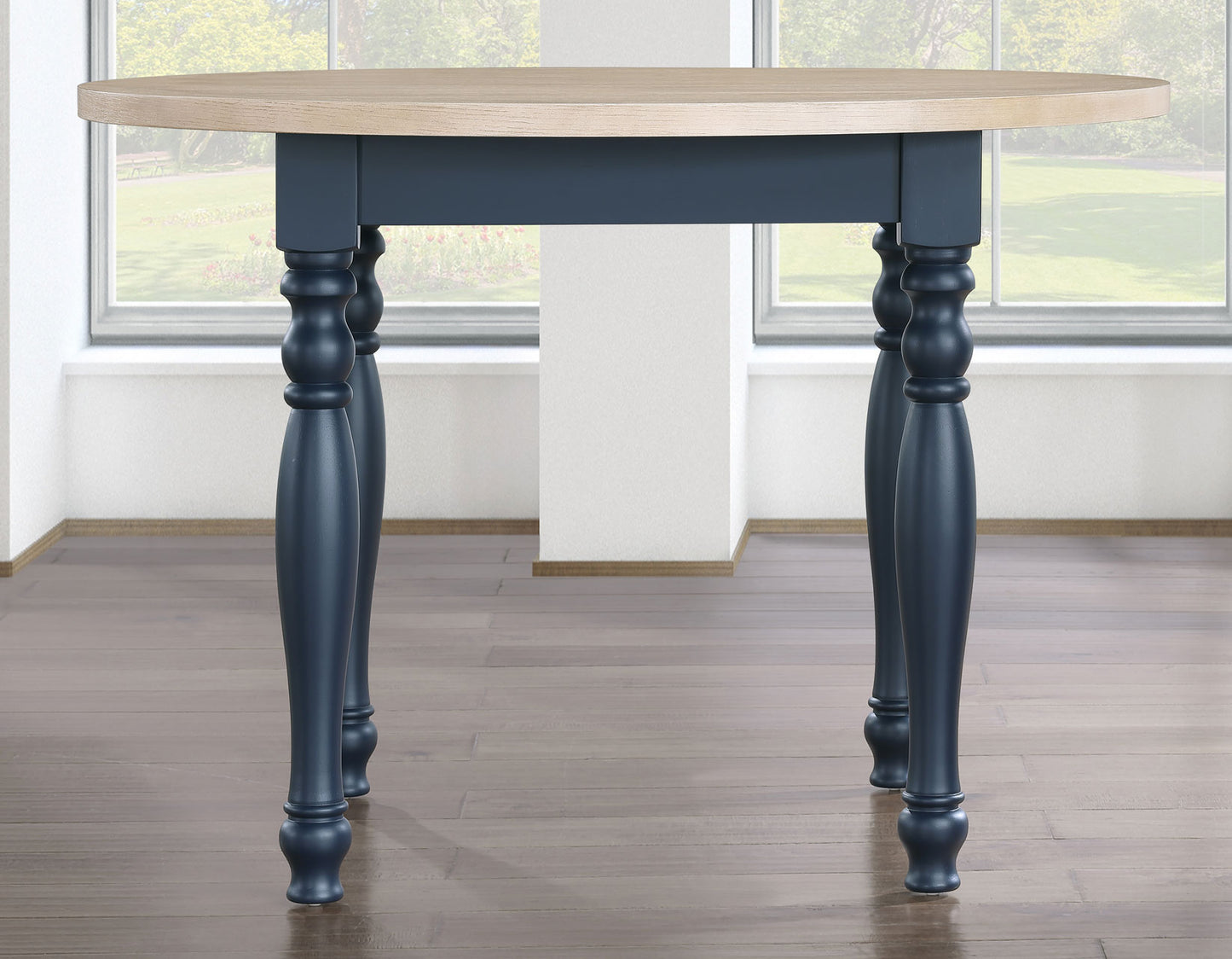 Darcy 5-Piece 42″ Round DIning Set, Midnight Blue and Natural Finish