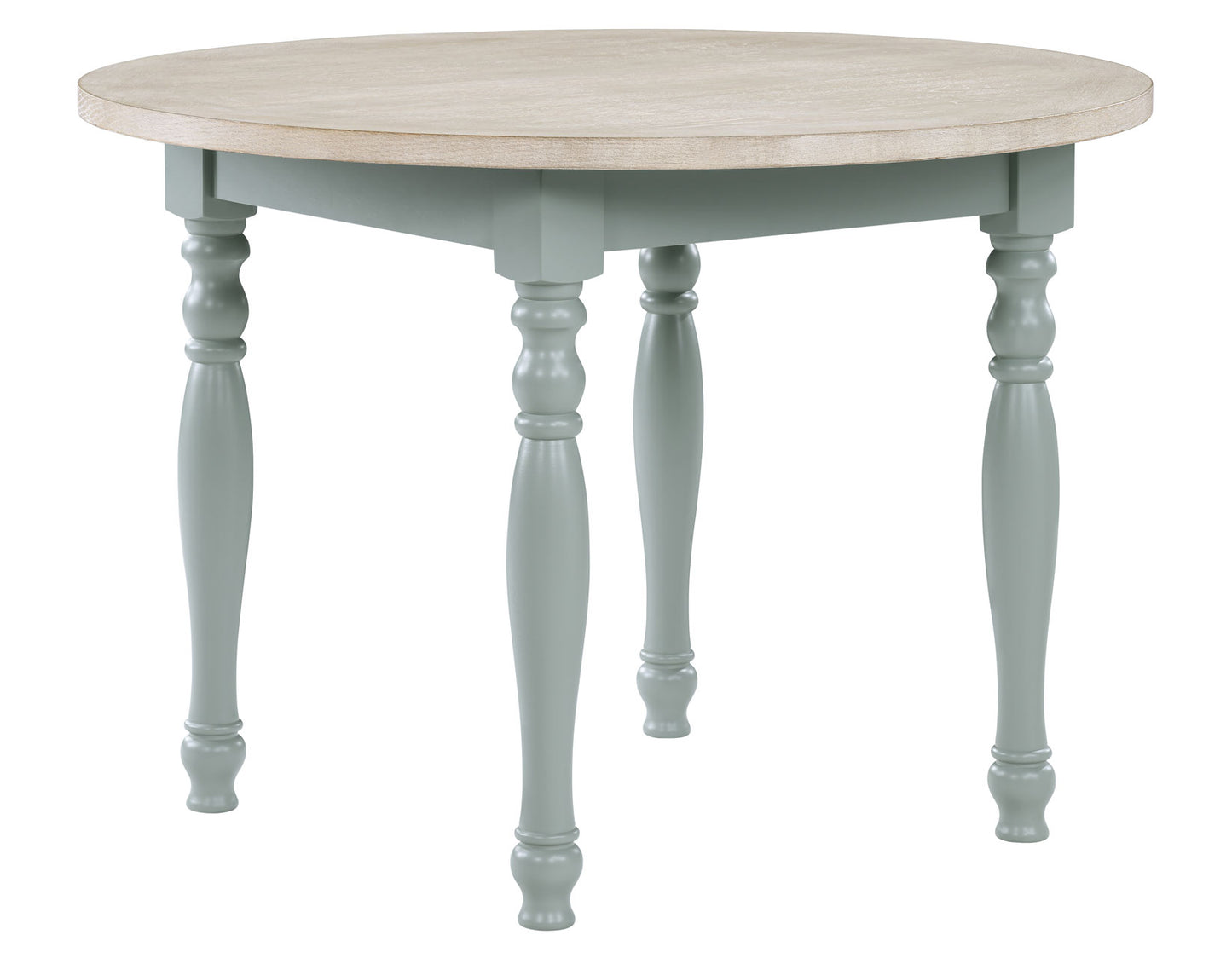 Darcy 5-Piece 42″ Round Dining Set, Mint Green and Washed Linen Finish