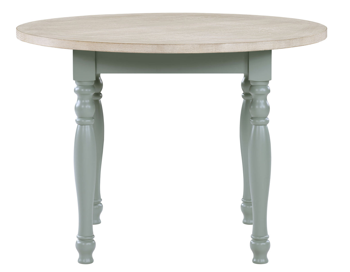 Darcy 5-Piece 42″ Round Dining Set, Mint Green and Washed Linen Finish
