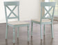 Darcy 5-Piece 42″ Round Dining Set, Mint Green and Washed Linen Finish