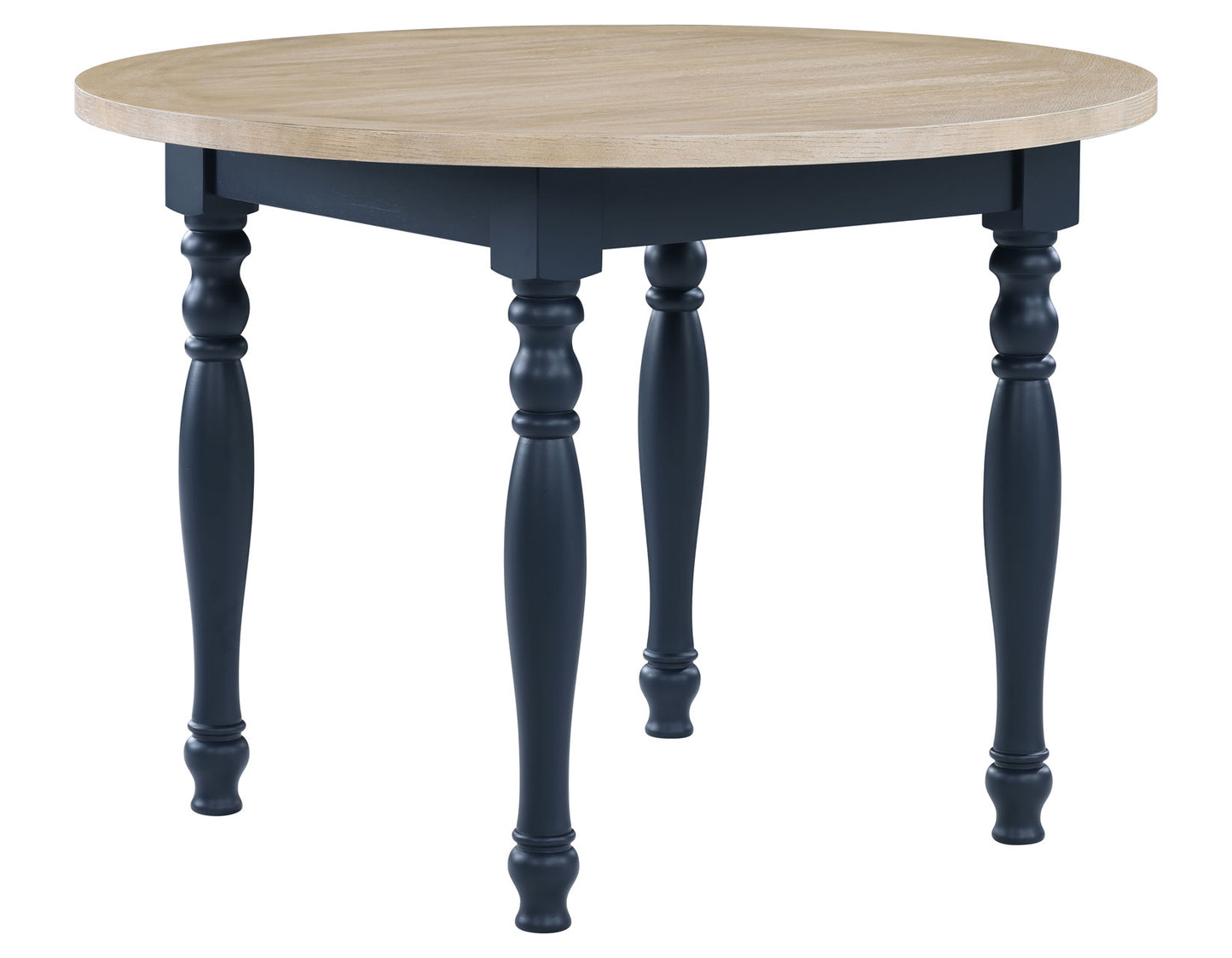 Darcy 42″ Round Dining Table, Midnight Blue and Natural Finish