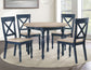 Darcy 42″ Round Dining Table, Midnight Blue and Natural Finish