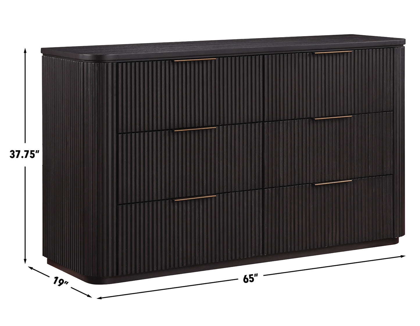 Henry 65″ 6-Drawer Reeded Dresser, Espresso Finish