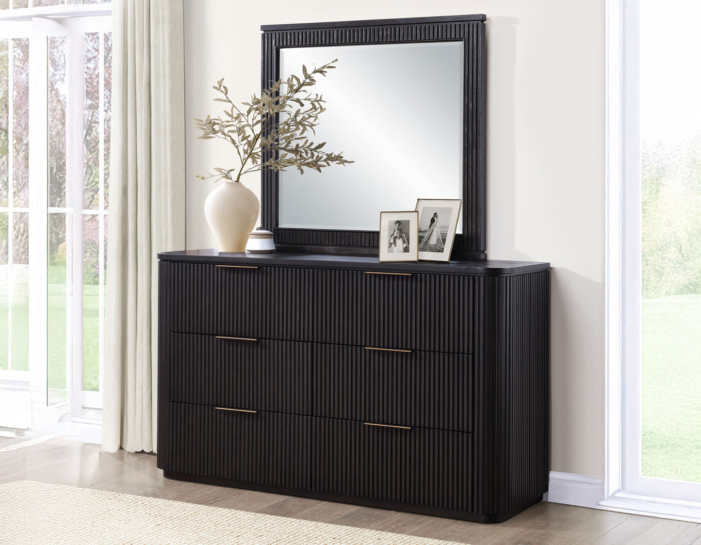 Henry Reeded 42″ Mirror, Espresso Finish