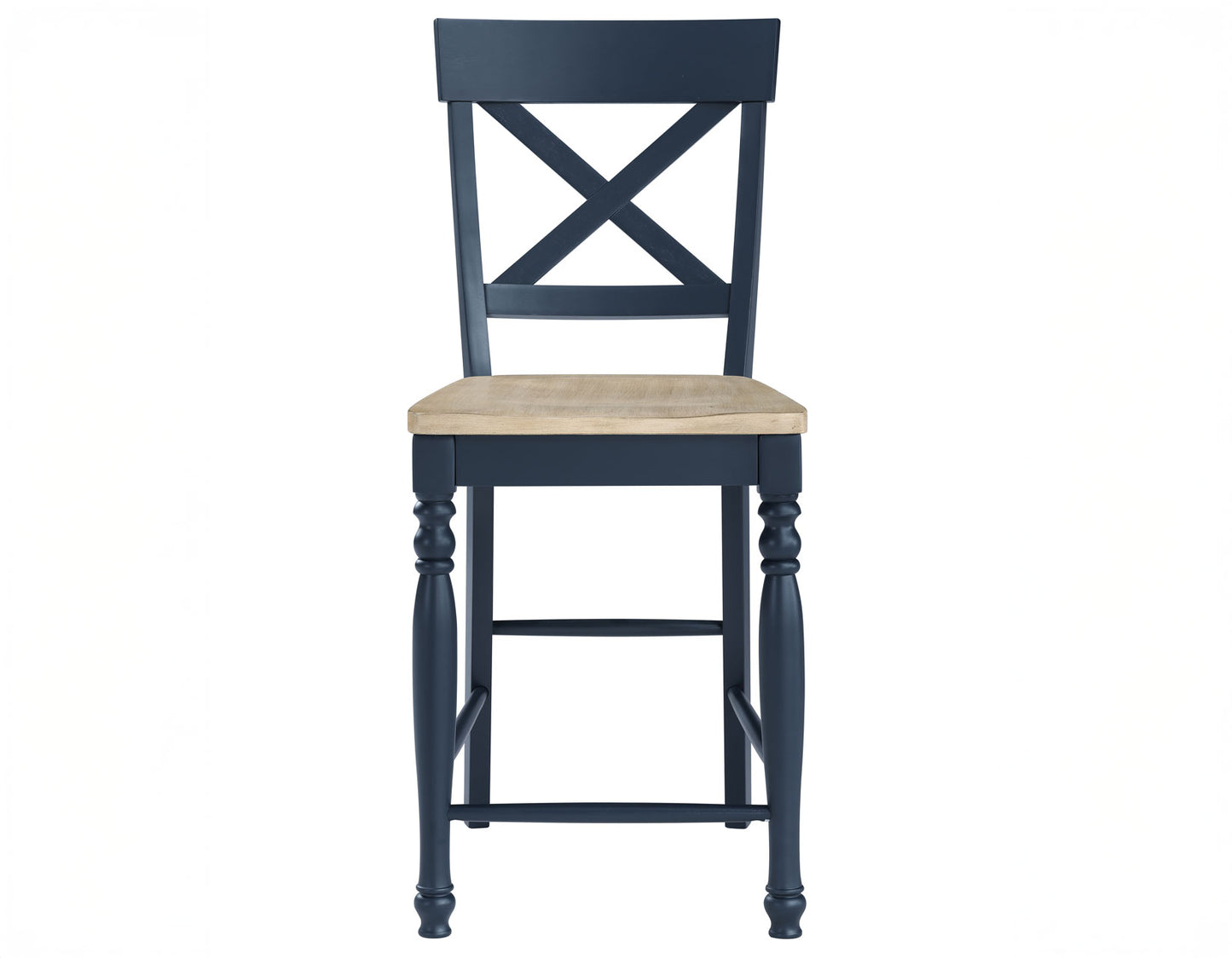 Darcy Solid Wood 24″ Counter Stool, Midnight Blue and Natural Finish