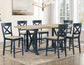 Darcy Solid Wood 24″ Counter Stool, Midnight Blue and Natural Finish