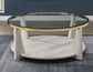Wanda 42″ Round Glass Top Coffee Table with Casters