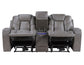 Daniel Triple Power Home Theater Leather Reclining Console Loveseat, Built-in Speakers, Heat and Massage