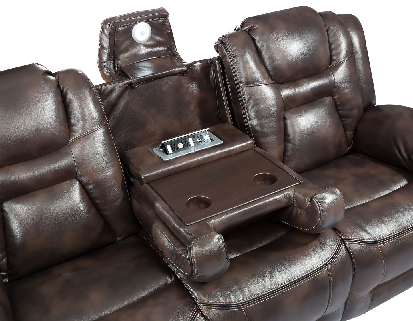 Oportuna Dual-Power Reclining Sofa w/Drop-Down Table