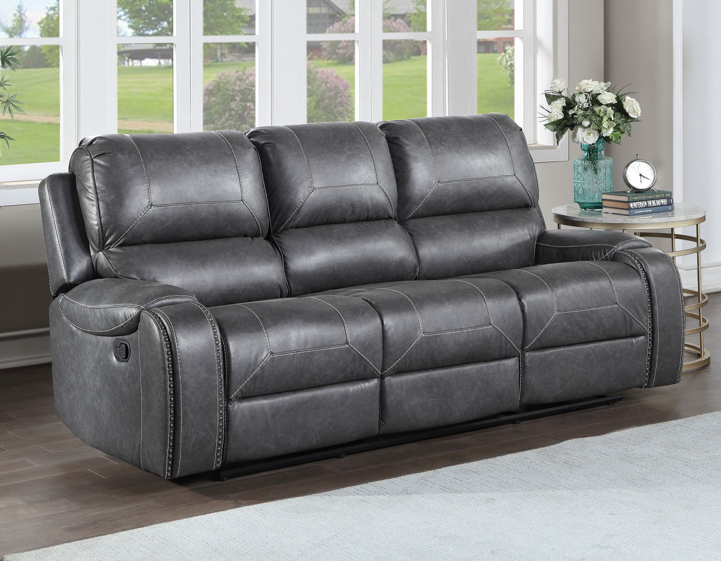 Keily Sofa, Manual Reclining, Drop-Down Console, Grey