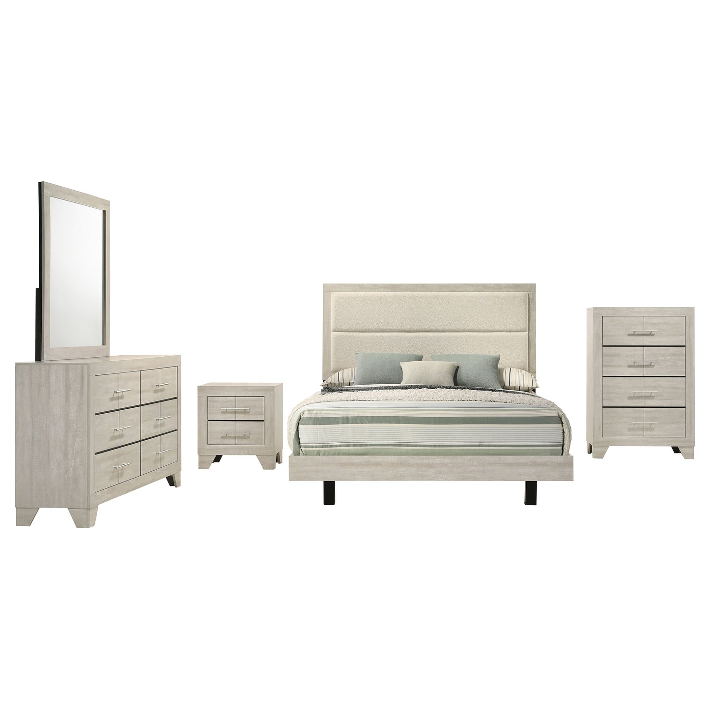 Trenton 5-piece Full Bedroom Set Rustic Cream - Discount Furniture Connection