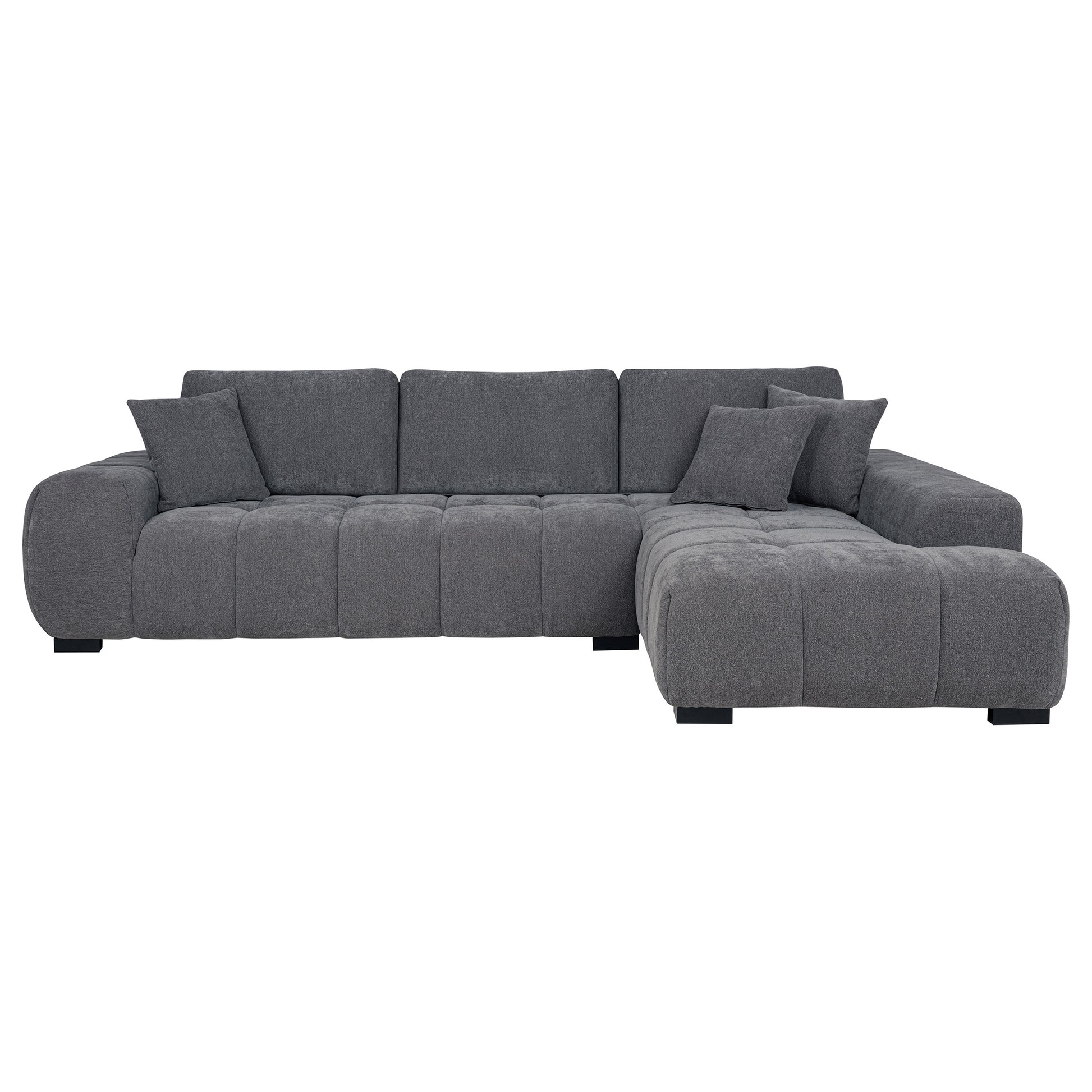 Octavia Upholstered Sectional Chaise Sofa Charcoal Grey - Discount Furniture Connection