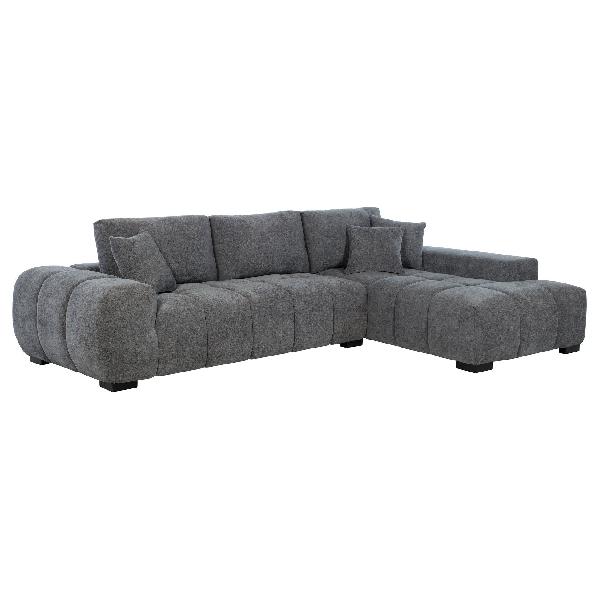 Octavia Upholstered Sectional Chaise Sofa Charcoal Grey - Discount Furniture Connection
