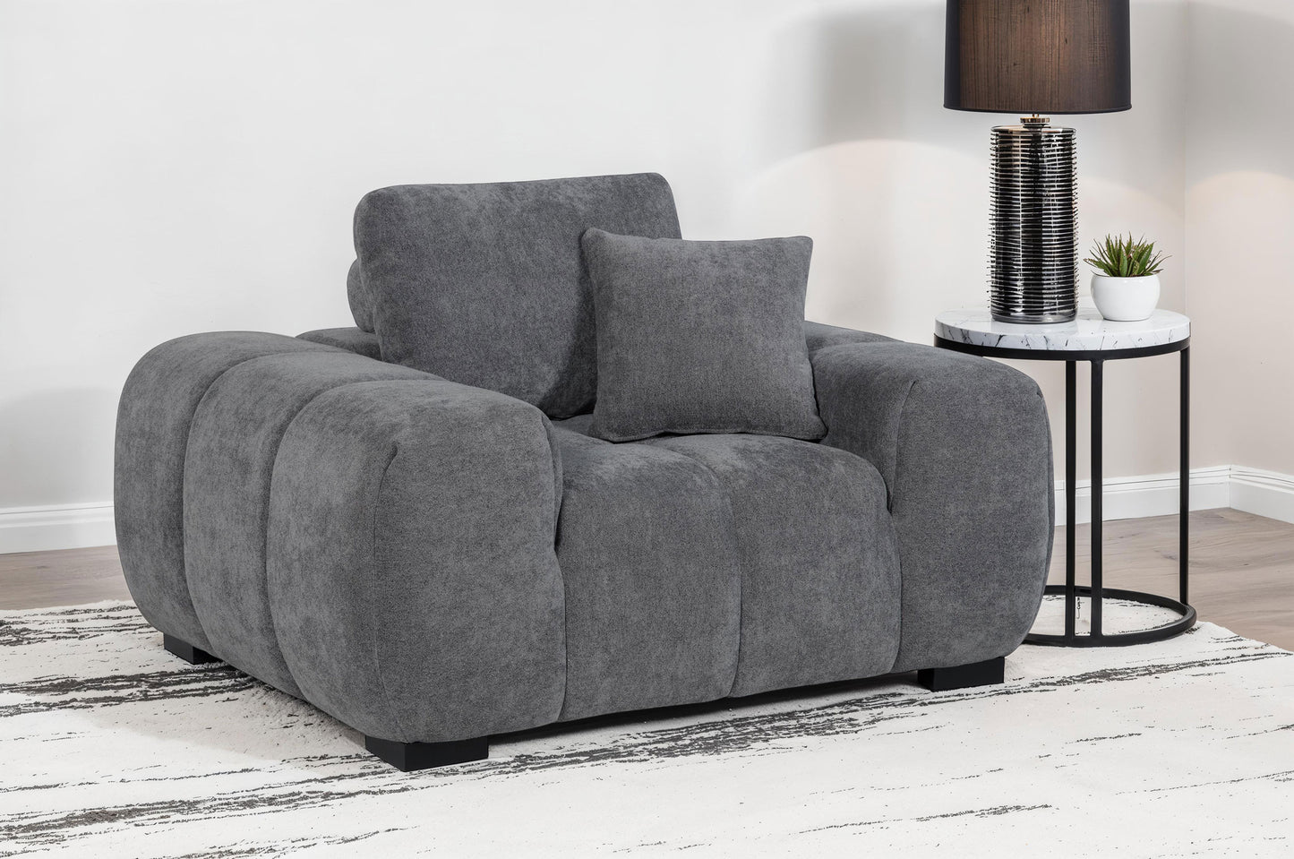 Octavia Upholstered Track Arm Accent Chair Charcoal Grey - Discount Furniture Connection