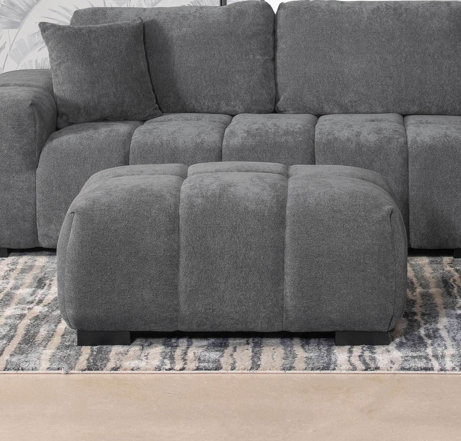 Octavia Upholstered Rectangular Ottoman Charcoal Grey - Discount Furniture Connection