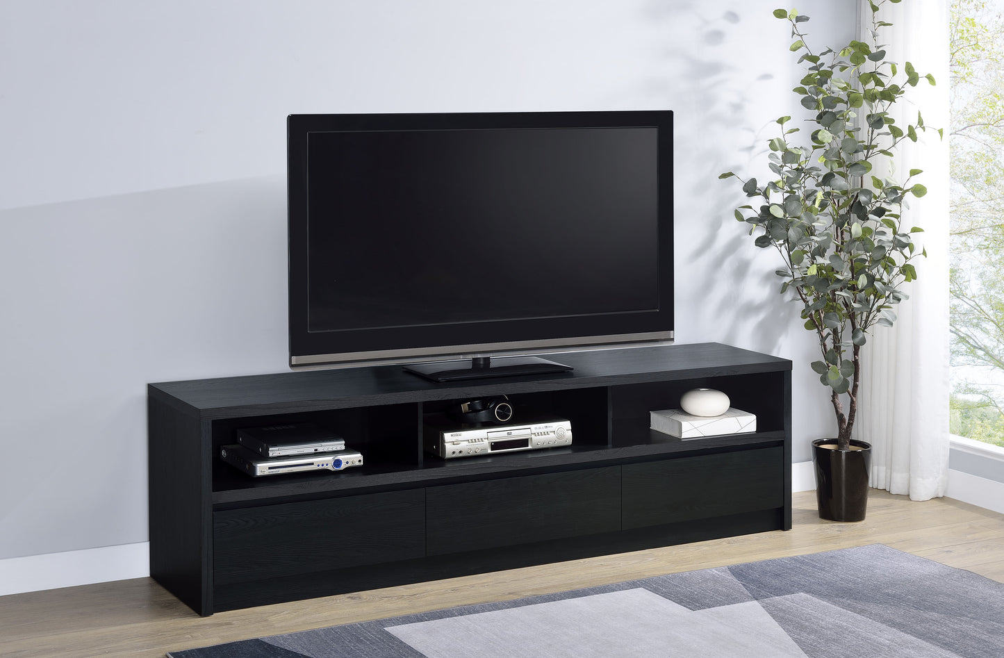 Rutland 78-inch 3-drawer TV Stand Media Console Black - Discount Furniture Connection