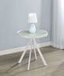 Briggs Round Marble Printed Glass Top End Side Table White - Discount Furniture Connection