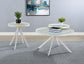 Briggs Round Marble Printed Glass Top End Side Table White - Discount Furniture Connection