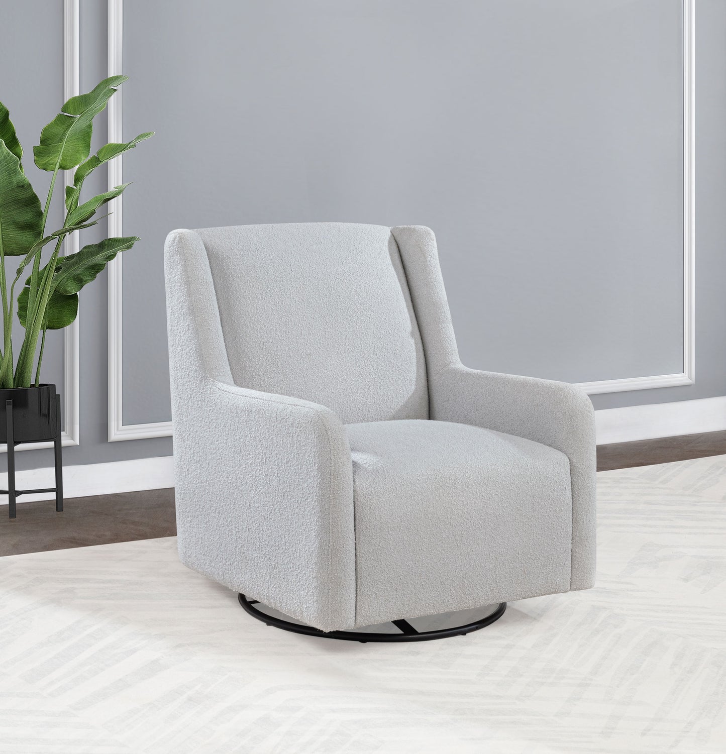 Serra Boucle Upholstered Swivel Glider Dove Grey