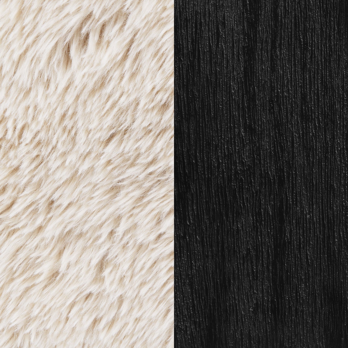 Fitzroy Faux Fur Upholstered Chair Solid Wood Arms Latte