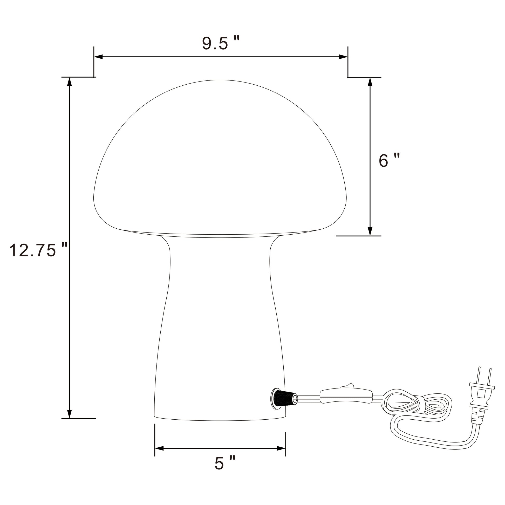 Kanaby Mushroom Shaped Glass Bedside Table Lamp White - Discount Furniture Connection