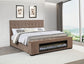 Senna Upholstered Eastern King Audio Flame Visualizer Bed Brown - Discount Furniture Connection