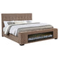 Senna Upholstered California King Audio Flame Visualizer Bed Brown - Discount Furniture Connection