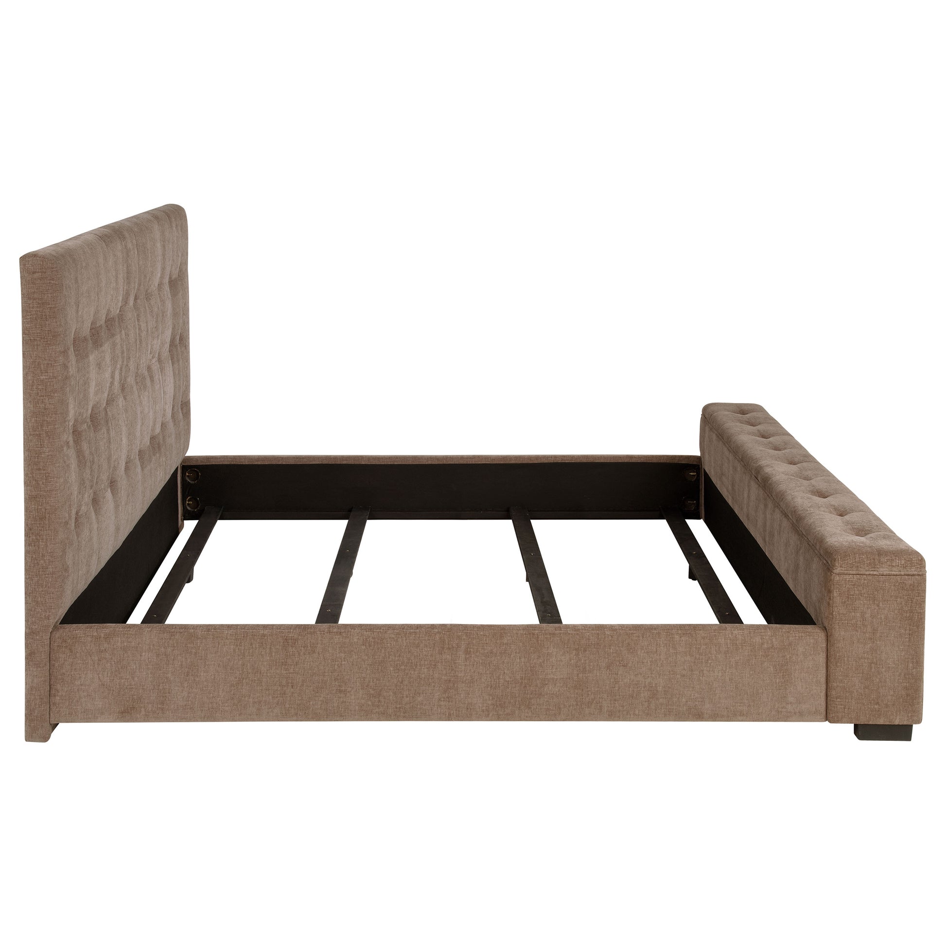 Senna Upholstered Queen Audio Flame Visualizer Bed Brown - Discount Furniture Connection