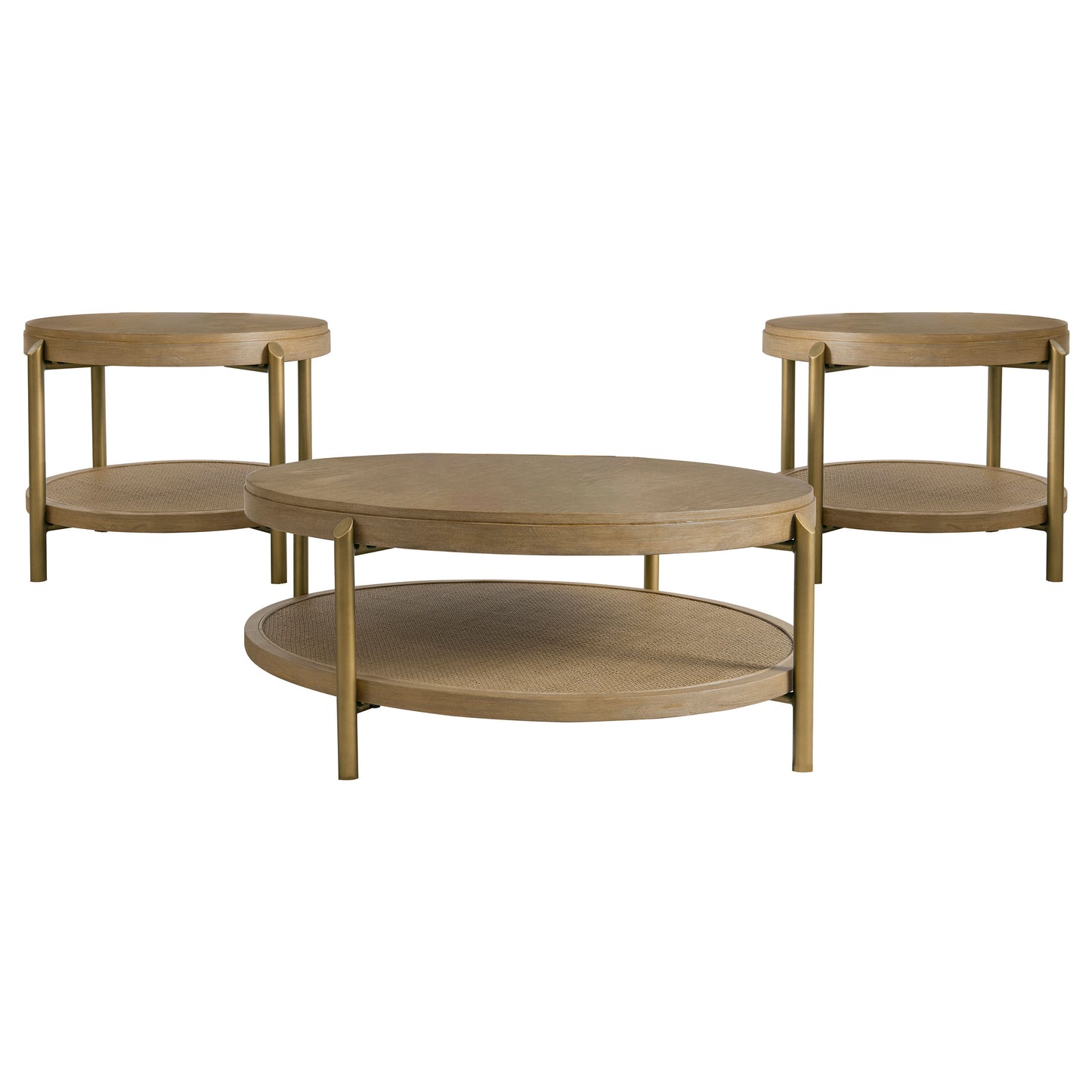 Arini 3-piece Round Coffee and End Table Set Sand Wash - Discount Furniture Connection