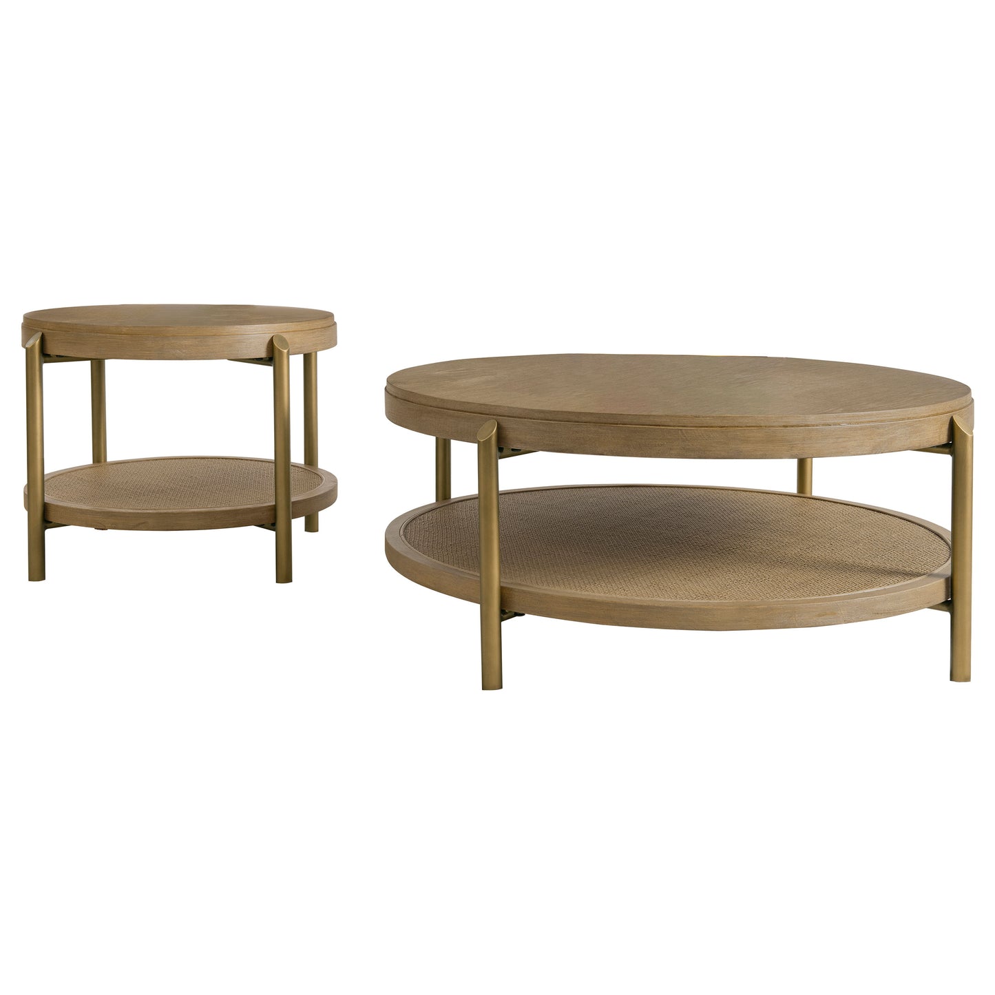 Arini 2-piece Round Coffee and End Table Set Sand Wash - Discount Furniture Connection